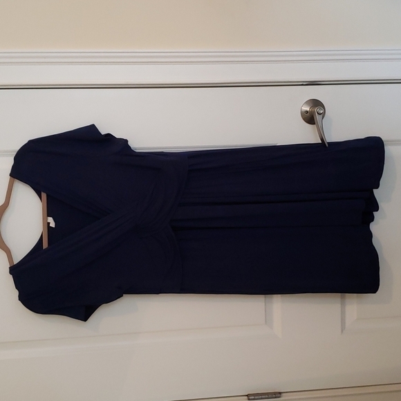 Pinkblush Maternity V-Neck Short Sleeved Dress Navy Blue - Size 2XL - Picture 1 of 8